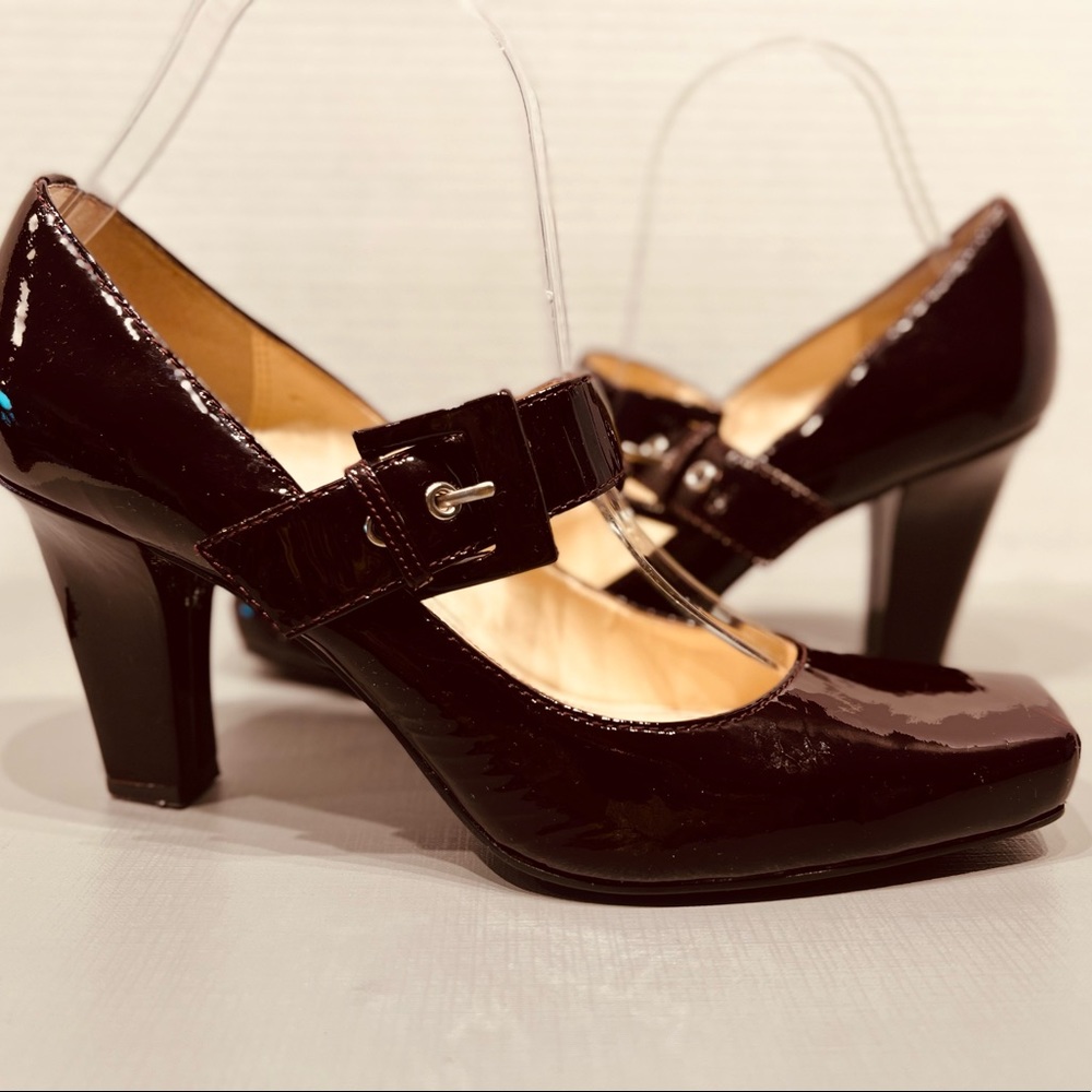 Franco Sarto Mary Jane Tenor Square Toes Side Buckle Closure Patent Leather - Picture 4 of 14